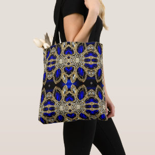 mode snyggt gigantisk turkos navy Blue guld Tygkasse