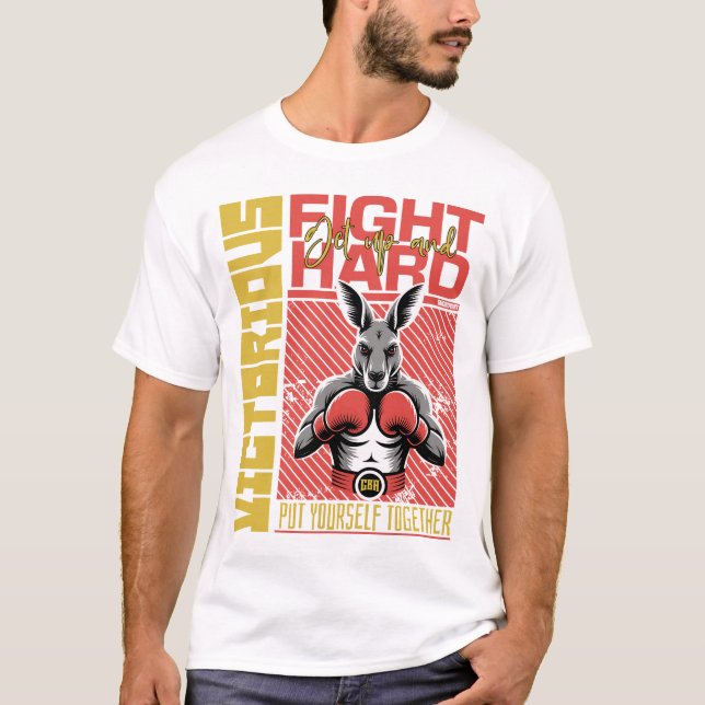Mode Stil Känguru Boxning Fighter Art Design T Shirt (Framsida)