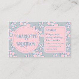 Mode Stylist Boho Retro Blommigt Affärskort Visitkort