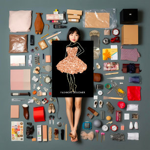 Mode Stylist Dress Guld Glitter Logotyp QR Ro Visitkort
