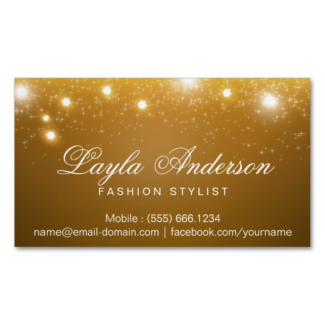 Mode Stylist - Guld Glitter-miniatyrdiagram Visitkortmagnet (Framsida)