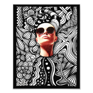 Mode Sunglass Doodle Art Fototryck