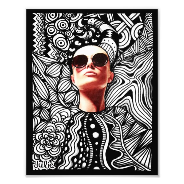 Mode Sunglass Doodle Art Fototryck (Framsidan)