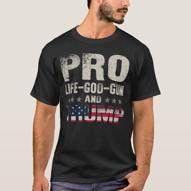 Mode T-Shirt - Pro Life God Gun och Trump Spara  (Framsida)