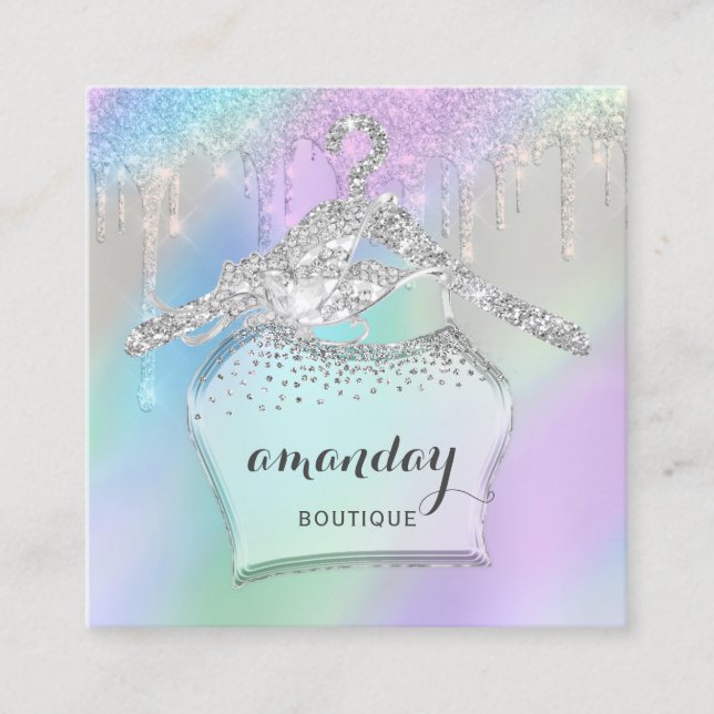 Mode Trasa Hanger Dress Boutique Drives Blue Fyrkantigt Visitkort (Framsida)