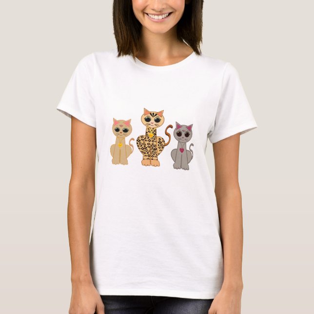 Mode Tre söta katter T Shirt (Framsida)