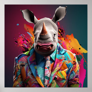Mode White Rhino Poster