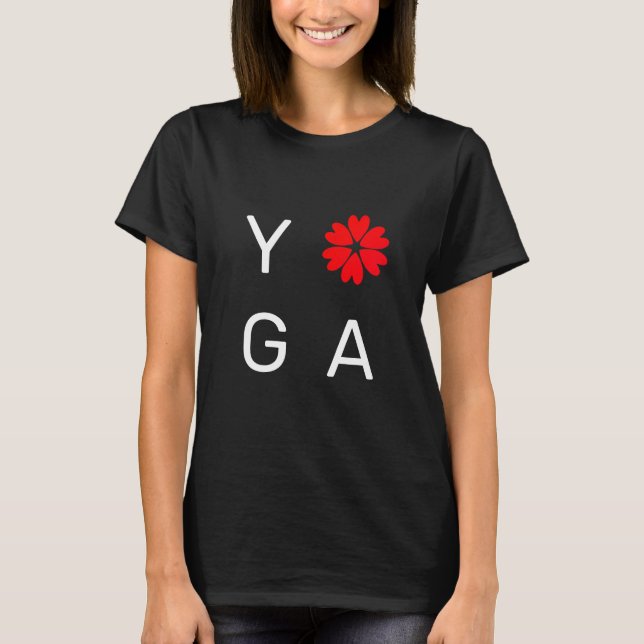 Mode Yoga Heart Flower T Shirt (Framsida)