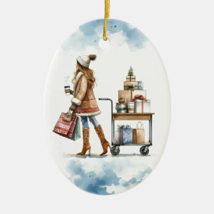 Modeälskare Holiday Shop Kaffe Kärror Personlig Julgransprydnad Keramik