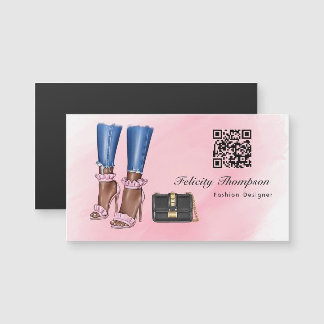 Modedesigner QR-kod i rosa och guld (Fram/baksida)