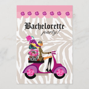 Modefest Invitation Motorcykel Kvinna Zebra Blond Inbjudningar