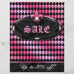 Modefest Party Houndstooth Fleur de lis Rosa Vår Reklamblad