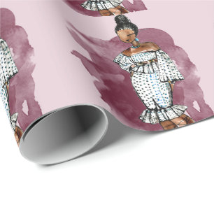 Modefödelsedagdräkten skissar den glam divaen presentpapper