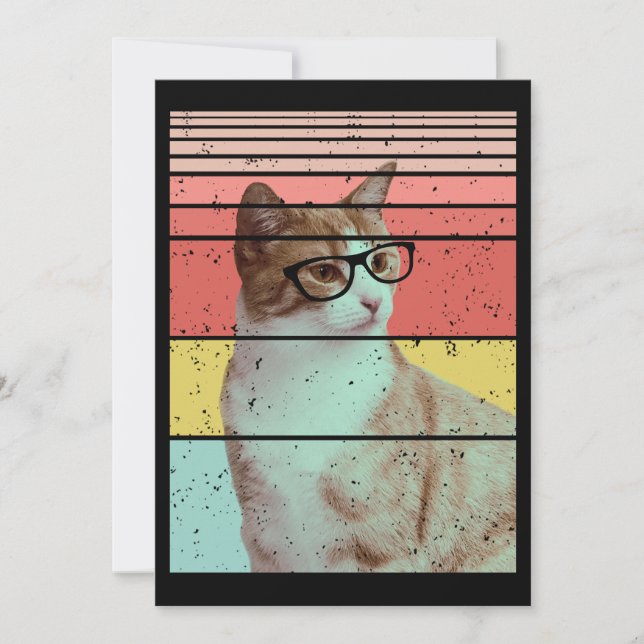 MODEFUNNY SÖT KATT RETRO  INBJUDNINGAR (Framsida)
