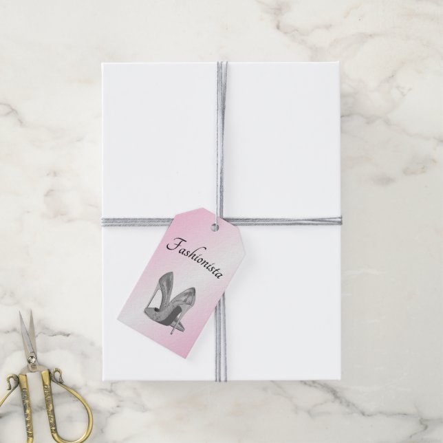 Modehöga klackskor rosa till och från presentetikett (Med Snöre)