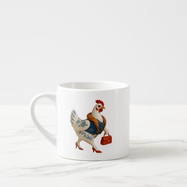 Modehönan med handväskan espressomugg (Vänster)