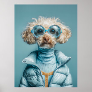 Modehund i blå dräkt poster