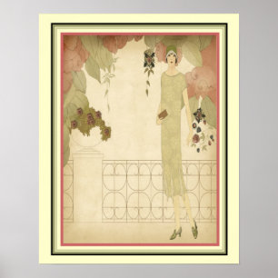 Modeillustration 16x20 för art déco 1922 poster