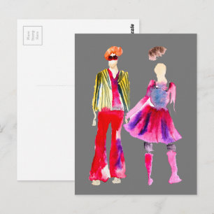 Modeillustration akvarell boho vykort