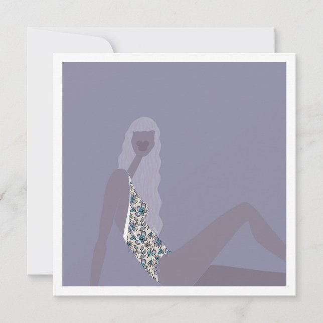 Modeillustration Chic kvinna Lila Modern konst Kort (Framsida)