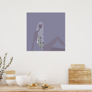 Modeillustration Chic kvinna Lila Modern konst Poster