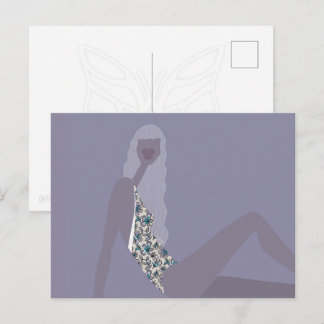 Modeillustration Chic kvinna Lila Modern konst Vykort