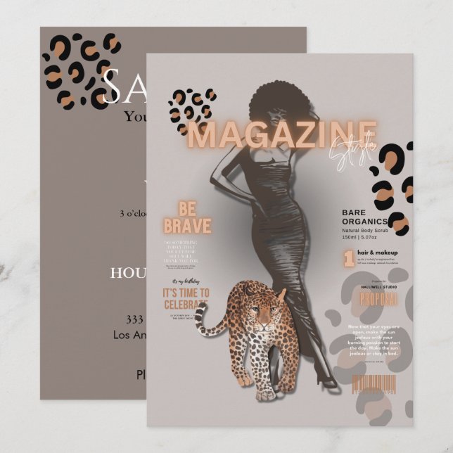 Modekung Magazine för Möhippa  Inbjudningar (Fram/baksida)