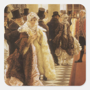 Modekvinnan av Tissot, Vintage viktoriansk konst Fyrkantigt Klistermärke