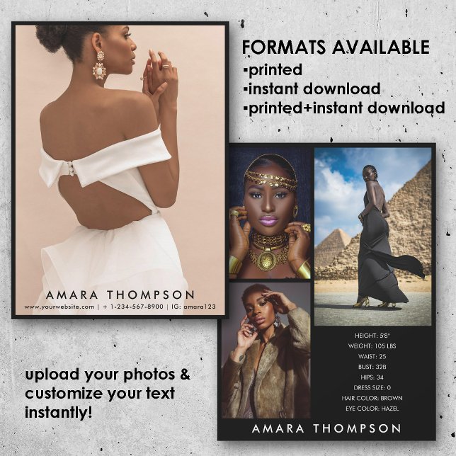 Model Actor Modeling Comp Card 4 Photo Black Inbjudningar (Model Actor Modeling Comp Card 4 Photo Black)