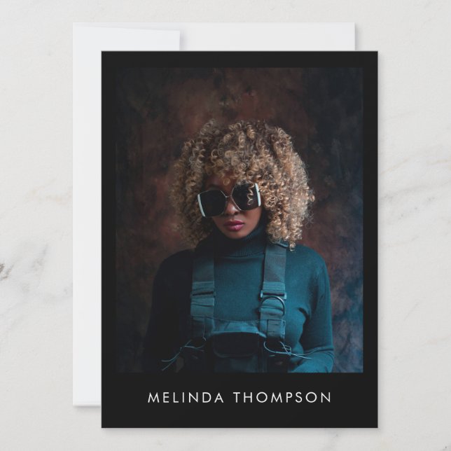 Model Actor Modeling Comp Card 5 Photo Black Inbjudningar (Framsida)