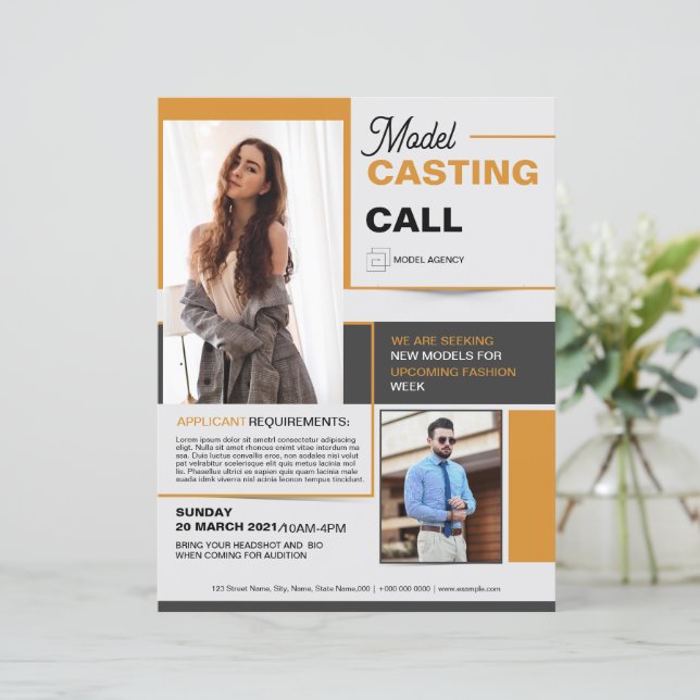 Model Casting Call Flyer Template (Stående Fram)