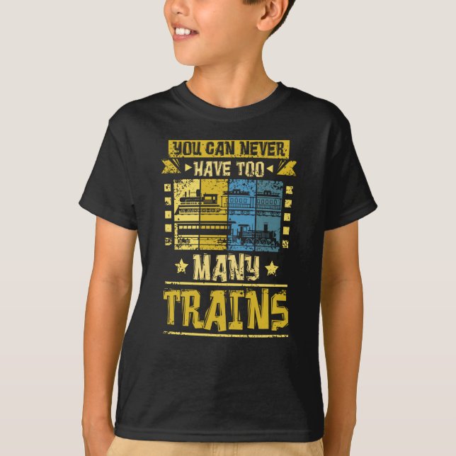Model Railway Never Too Many Trains T Shirt (Framsida)