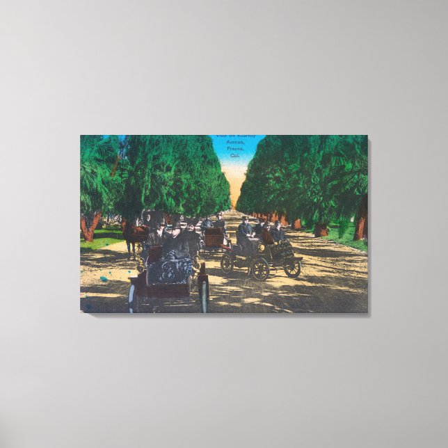 Model-T Fords on Kearney AvenueFresno, CA Canvastryck (Framsida)