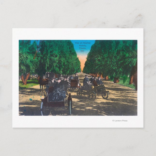 Model-T Fords on Kearney AvenueFresno, CA Vykort (Framsida)