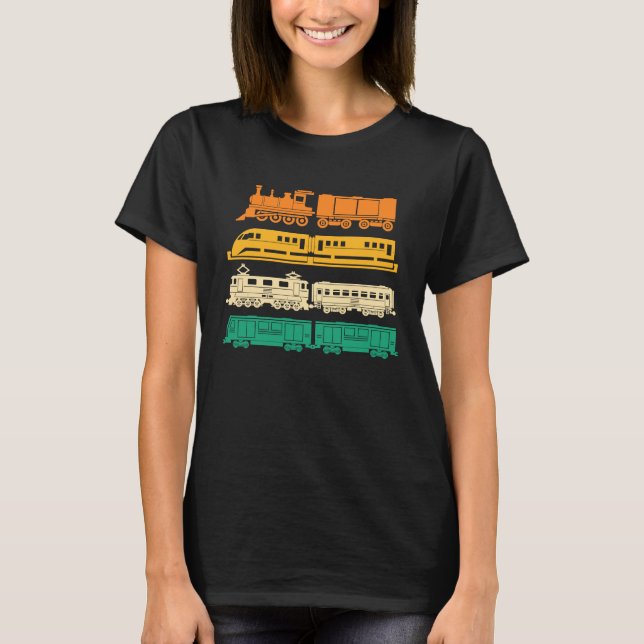 Model Train Railroad Train  Retro Locomotive Train T Shirt (Framsida)