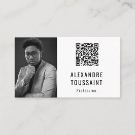 Modèle de carte de visite Portrait & QR Code Visitkort
