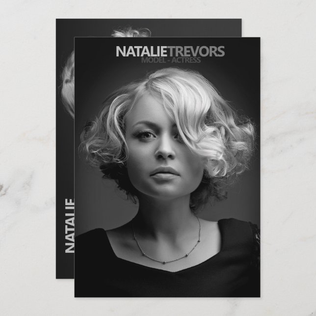 Modell Actor 2 Sida 2 Photo 5x7 Comp Zed Card Inbjudningar (Fram/baksida)