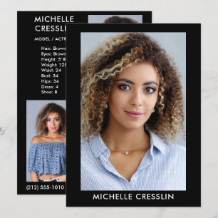 Modell Actor 3 Photo Back Comp Zed Card 5.5x7.5 Bl Inbjudningar