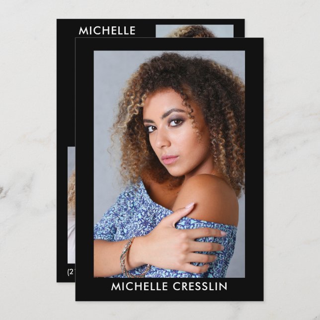 Modell Actor 3 Photo Back Comp Zed Card 5x7 Blk Inbjudningar (Fram/baksida)