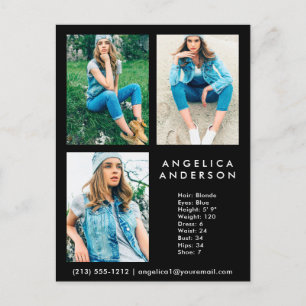Modell Actor 3 Photo Comp Card - BK-vykort Vykort