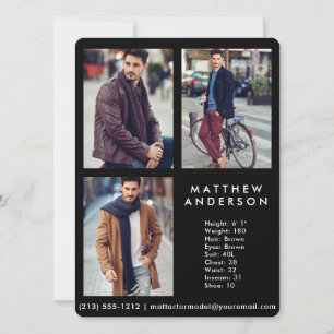 Modell Actor 3 Photo Comp Card Black R