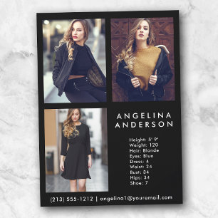 Modell Actor 3 Photo Comp Card Blk
