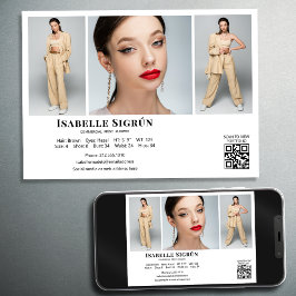 Modell Actor 3 Photo Comp Card mall 5x7 vit