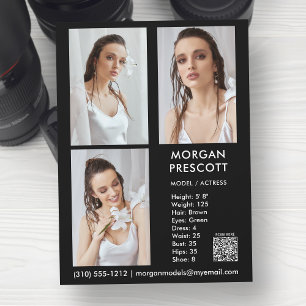 Modell Actor 3 Photo Pro Comp Card din QR-kod Inbjudningar