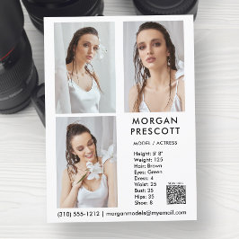 Modell Actor 3 Photo Pro Comp Card din QR-kod Inbjudningar
