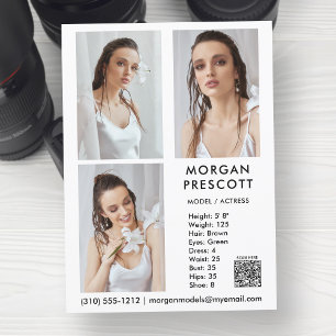 Modell Actor 3 Photo Pro Comp Card din QR-kod Inbjudningar