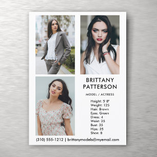 Modell Actor 3 Photo Pro Comp Card vit Inbjudningar