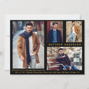 Modell Actor 4 Photo - Black Guld Comp Card