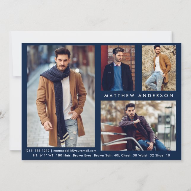 Modell Actor 4 Photo - Blue Front Comp Card (Framsida)