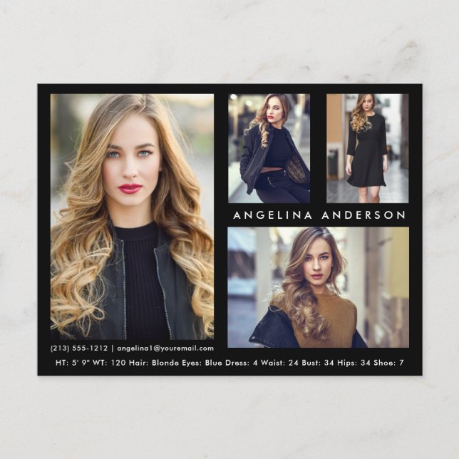 Modell Actor 4 Photo Comp Card - BK-vykort Vykort (Framsida)